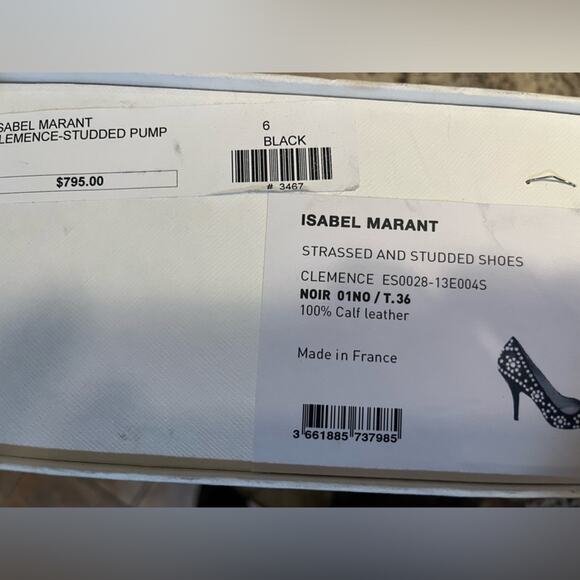 Isabel Marant Gemstone Studded Clemence Calf Leather Pump Size 6 Ladylike Glam - Picture 8 of 11